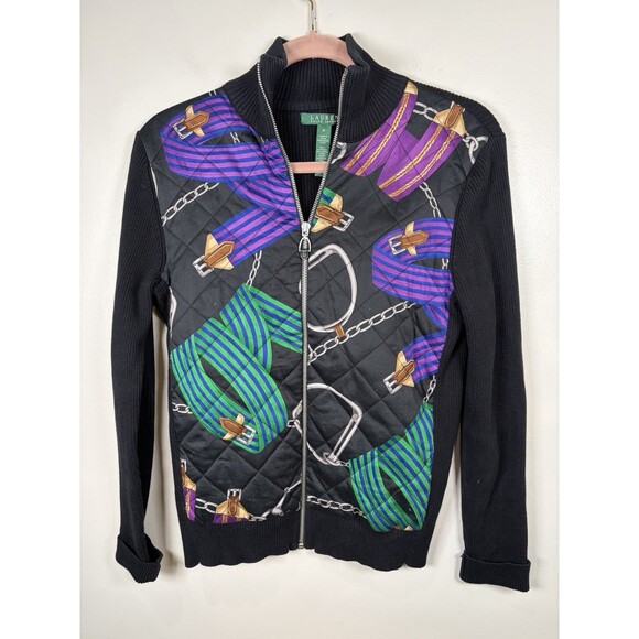 Lauren Ralph Lauren Sweaters - Ralph Lauren Equestrian Quilted Jacket Size Medium Horse Preppy